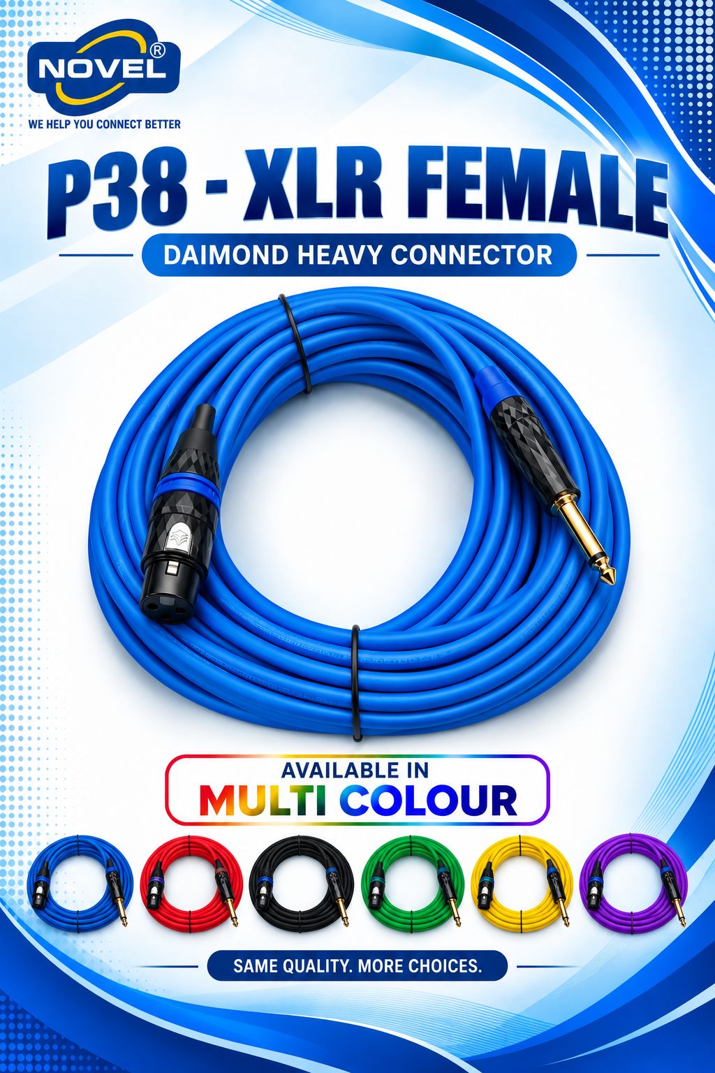NOVEL P38 - XLR MALE DIAMOND CONNECTOR HEAVY CABLE 15 YARD