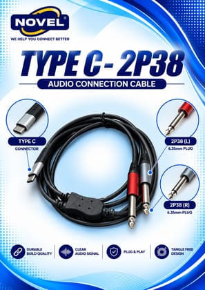 NOVEL TYPE "C" - 2P38 METAL CABLE 1.5 METER