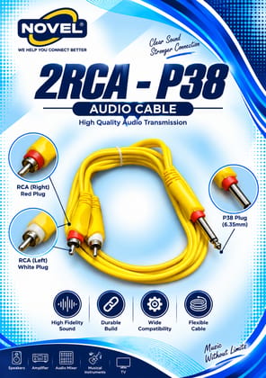NOVEL 2RCA - P38 METAL CABLE 1.5 METER