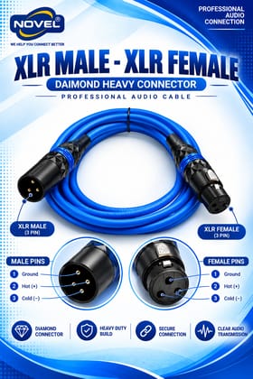 NOVEL XLR MALE - XLR FEMALE DIAMOND CONNECTOR HEAVY CABLE 3 YARD