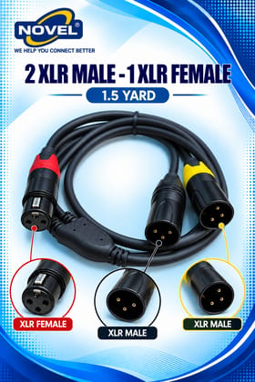 NOVEL 2 XLR MALE - 1 XLR FEMALE 1.5 YARD