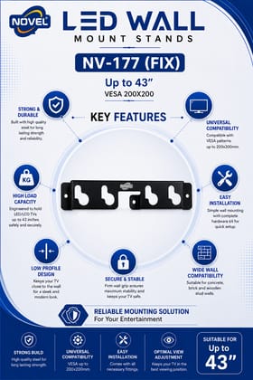 NOVEL NV-MI Fixed LED TV Wall Mount for 43 & 55 Inch TVs