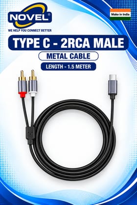 NOVEL TYPE "C" - 2RCA MALE METAL CABLE 1.5 METER