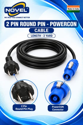 NOVEL 2 PIN ROUND PIN POWERCON CABLE 2 YARD