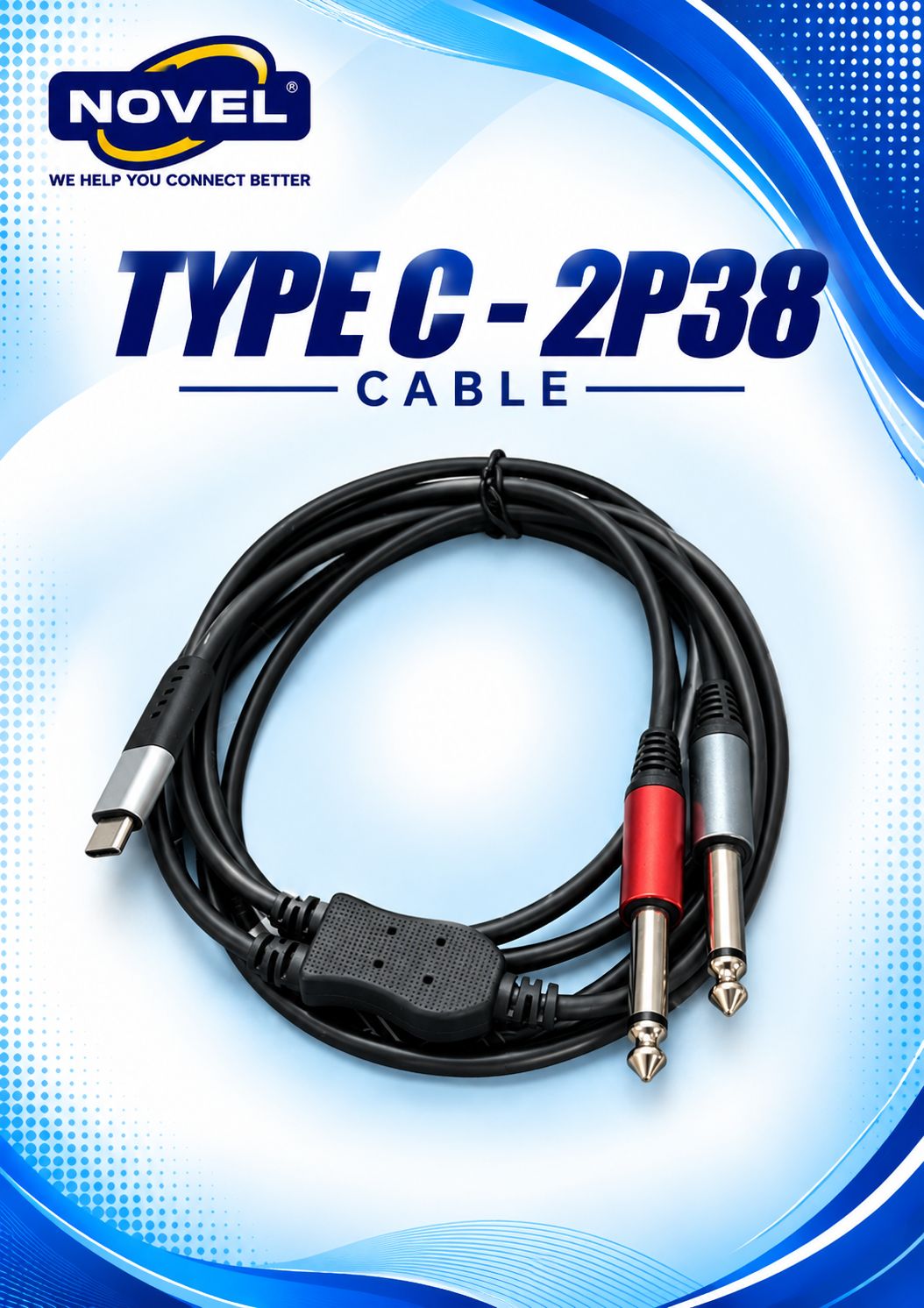 NOVEL TYPE "C" - 2P38 METAL CABLE 1.5 METER